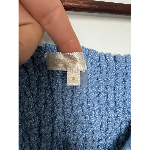 LoveShackFancy Milanti Crop Top Hydrangea Blue Floral Embroidered Linen Medium - Image 5