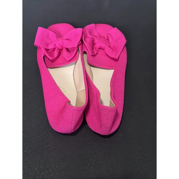 Women's Pink Flats Hot Pink Fabric Bow Almond Toe Size 11 - Image 4