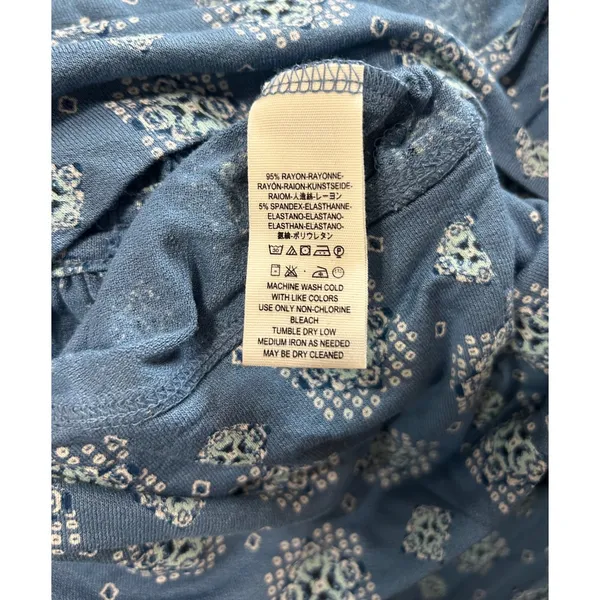 Free People Women's S Sydney Chambray Combo Bishop Sleeve‎ Top NWT Blue Stretch - Image 5