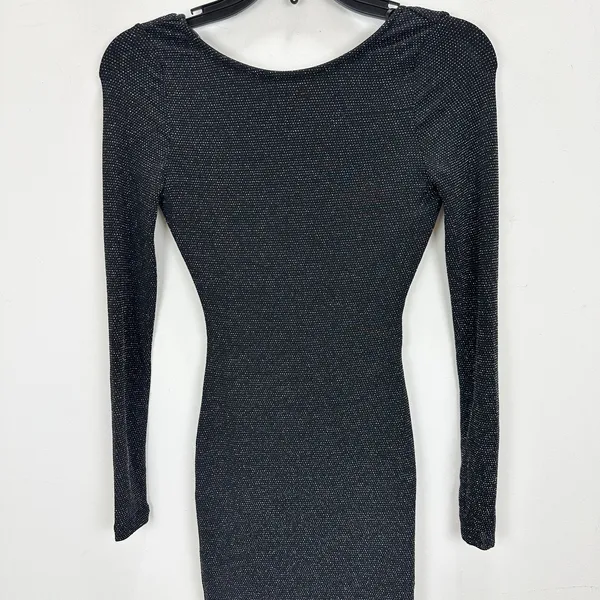 Lulus Gift of Love Black and Silver Backless Long Sleeve Bodycon Dress XS NWT - Image 7