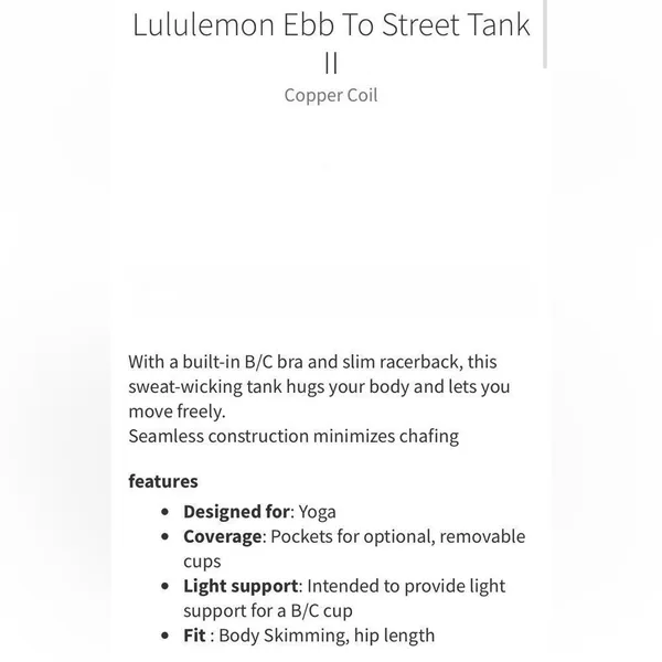 Lululemon Ebb To Street Tank Top Copper Coil Size 10 - Image 3