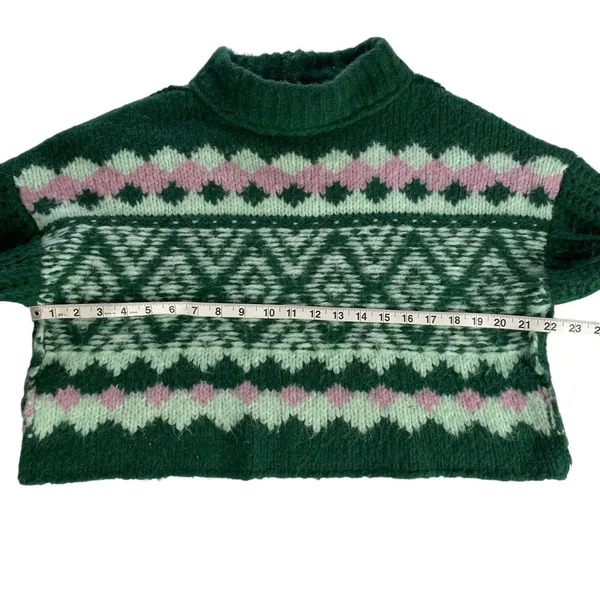 Free People Green and Pink Patterned Sweater - Image 8