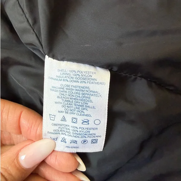 Lands' End Long Goose Down Quilted Puffer Winter Coat Black Women's Size Small - Image 9