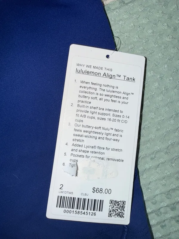NWT Lululemon Align Tank size 2‎ - Image 3
