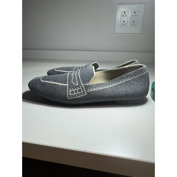 Vivaia Sierra Pattern Square Toe Loafer Flat Slip On Size EU 39/US 8 Denim Blue - Image 3