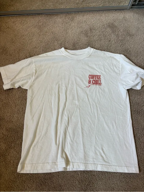 Coffee and Chill White Tee Size M - Image 2