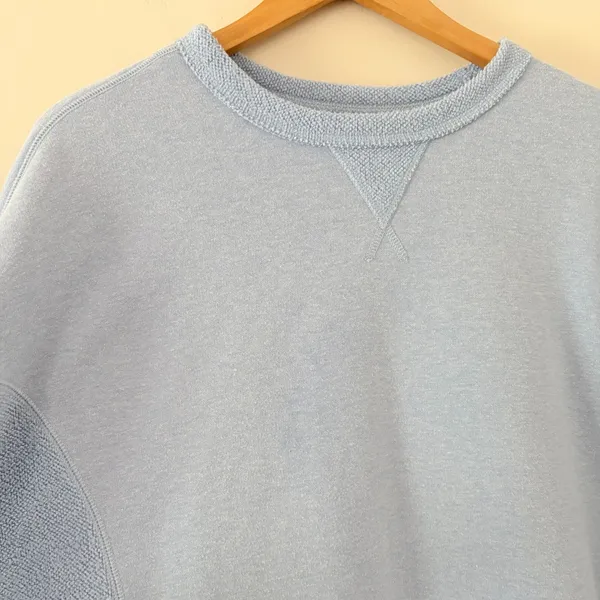 Aerie Sweatshirt Crewneck Medium Blue Fleece Knit Texture Oversized Cozy - Image 12