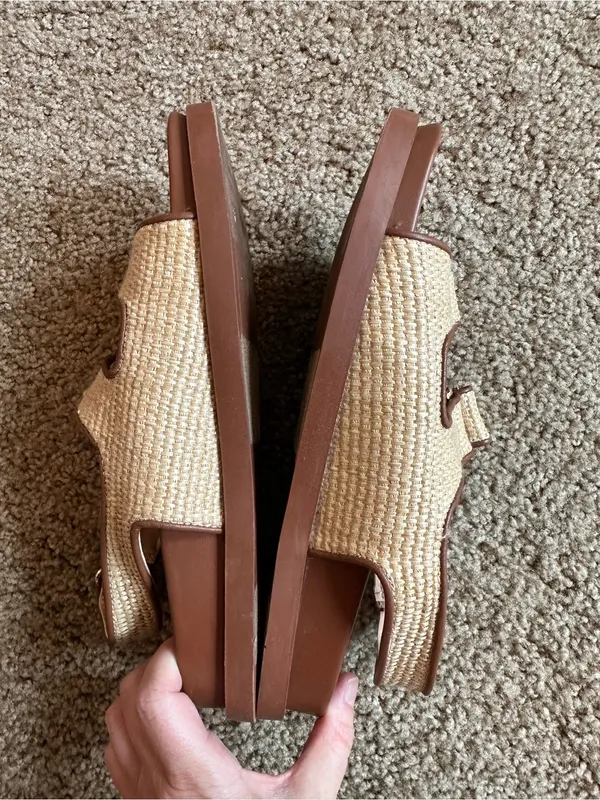 LOFT Tan Woven Dual-Buckle Sandals with Brown Footbed - Image 5