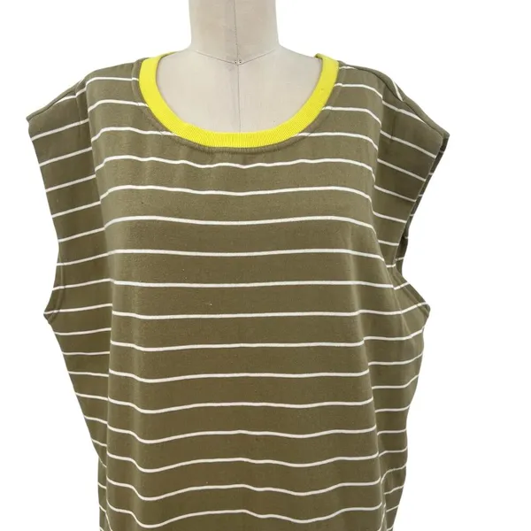 Anthropologie Daily Practice Tee Dress Striped Light Fleece Green‎ Size Large - Image 4