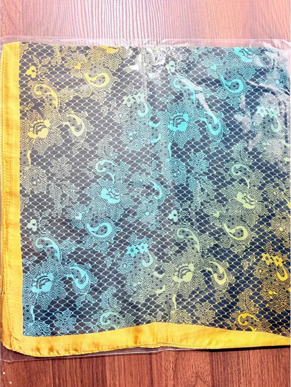 Elegant Multicolor Gradient Scarf with Yellow Border Black - Image 4