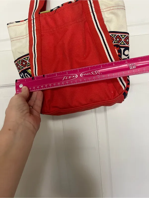 Vera Bradley Red Canvas Tote with Patterned Trim - Image 13