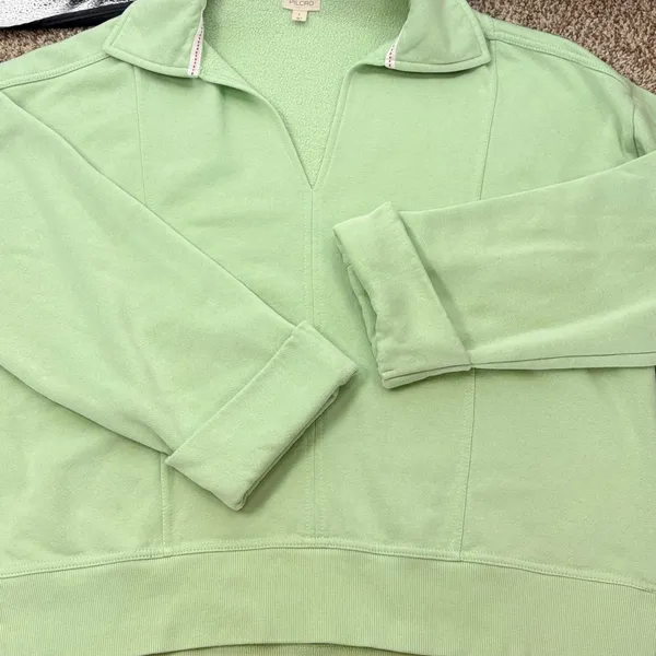 Pilcro Pullover Sweatshirt Women S Green V Neck Collar‎ Fleece Anthropologie - Image 9