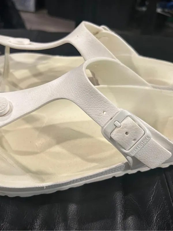 Birkenstock White T-Strap Women's Sandals - Image 6
