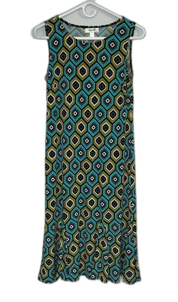 Dress Barn Y2K Sheath Sleeveless Geometric Pattern Vibrant Dress Size 6 - Image 2