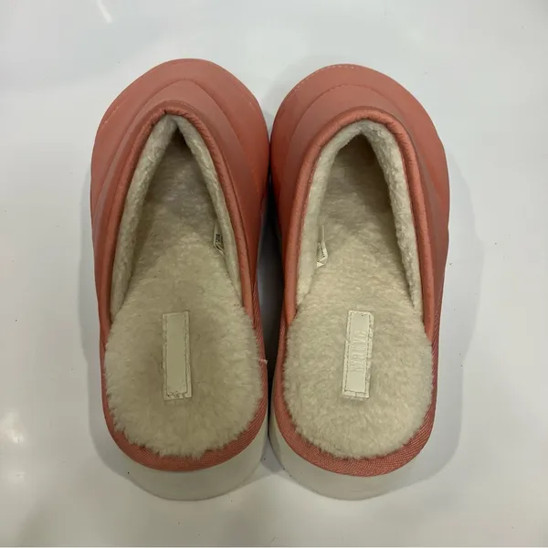 Anthropologie‎ Maeve puffy platform slippers mules peach white women’s size 8-9 - Image 7