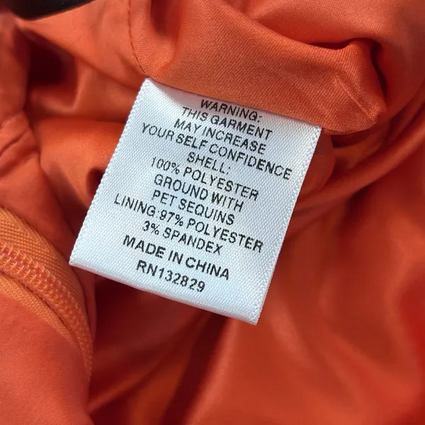 Song of Style x Revolve Women's Orange Sequin Halter Open Back Midi Dress Small - Image 4