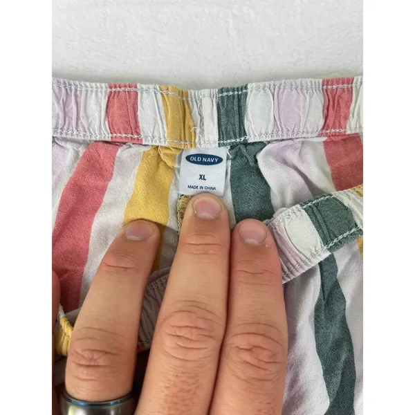 Old Navy PJ Shorts W XL Color Stripe Drawstring Sleepwear Rainbow Beach Summer - Image 4