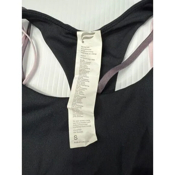 Black‎ fabletics Top with Built-in Sports Bra Workout Fitness Yoga Running S - Image 4