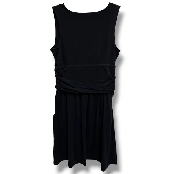 Athleta Jura Sleeveless Black V Neck Empire Waist Pocket Dress Women's M L Tall - Image 5