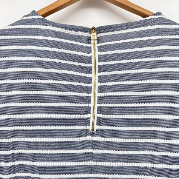 Sail to Sable Blue White Striped Ribbed Knit Shift Dress XL Exposed‎ Back Zipper - Image 4