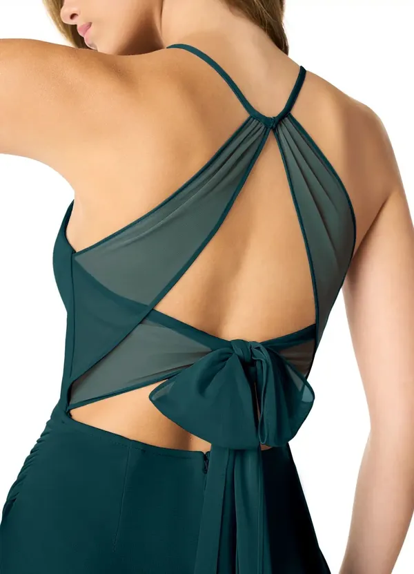 Azazie Pine Green Halter Gown - Image 3