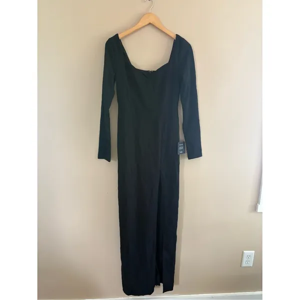Lulus Save a Little Bliss For Me Black Long Sleeve Bodycon Maxi Dress Medium NWT - Image 3