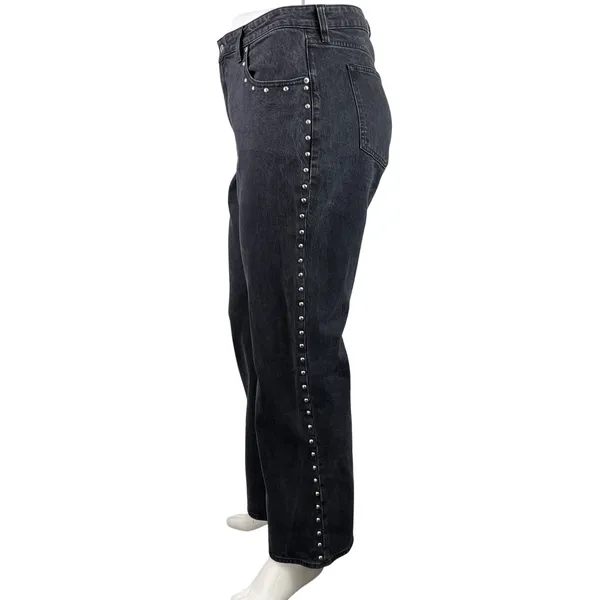 Abercrombie & Fitch The 90s Relaxed High Rise Black Straight Denim Jeans Size 33 - Image 2