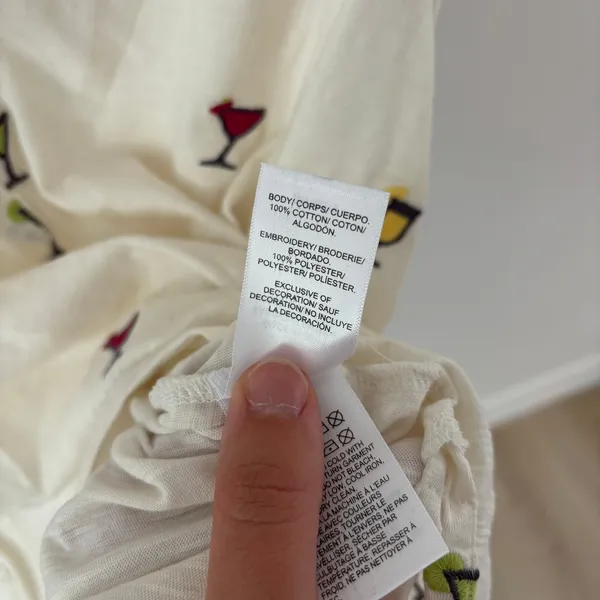 Lucky Brand NWT Women's Embroidered Martini Glass Off-White Tank Top Size L - Image 7