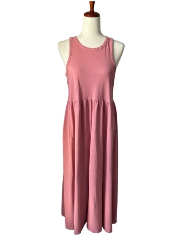 J.Crew Knit Cutaway Tank Maxi Dress in a faded dusty pink shade. - Image 3