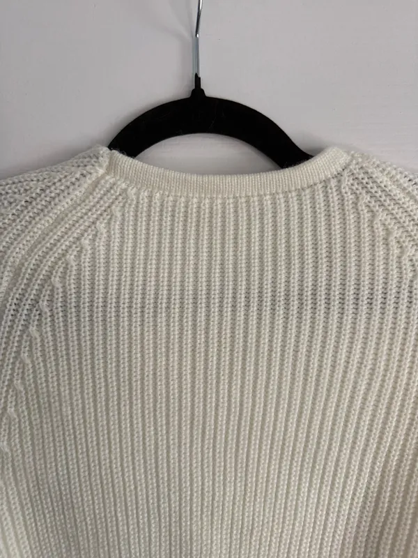 Cropped Cardigan in Cream Small White - Image 4
