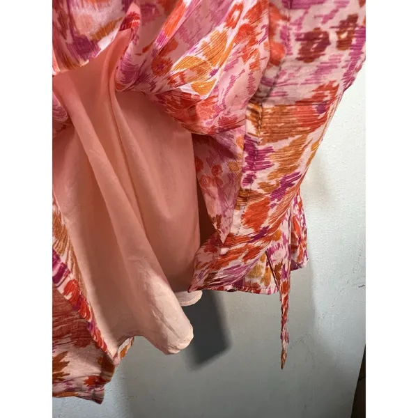 Anthropologie Fate Pink Floral Flowy Tiered Ruffle Peasant Mini Dress Small NWT - Image 8