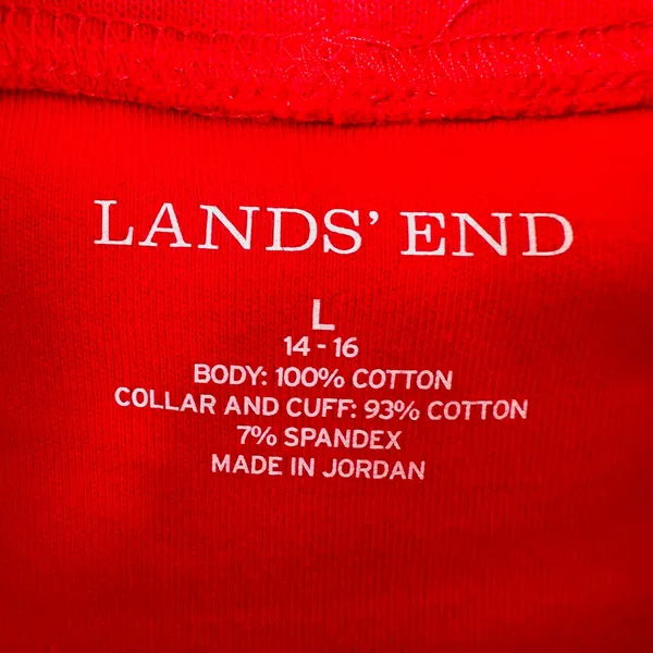 Lands End Red Mock Neck Long Sleeve Cotton Shirt Large 14-16 - Image 5