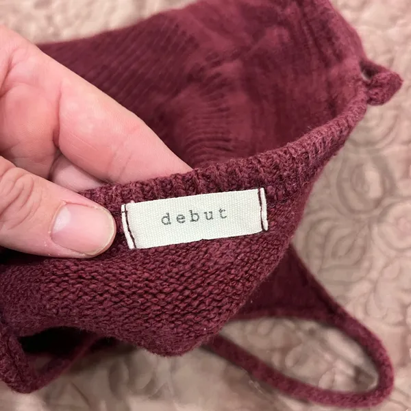 Debut Knit Cropped Tank Top - Wine Berry - Image 3