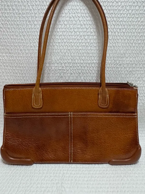 me too Cognac Brown Leather Shoulder Bag with Double Straps - Image 14