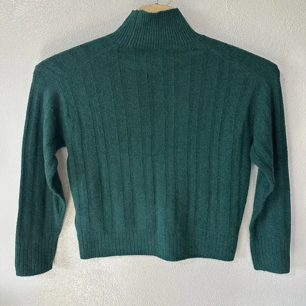 J. Crew Green Medium Ribbed Mockneck Sweater Supersoft Yarn Wool Alpaca‎ Blend - Image 3
