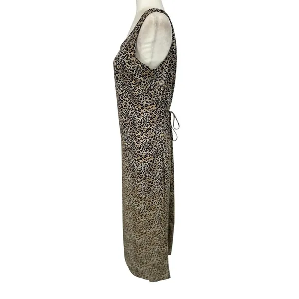 Vintage‎ Animal Print Maxi Dress Womens 10 Leopard Print Sleeveless Tie Back USA - Image 2