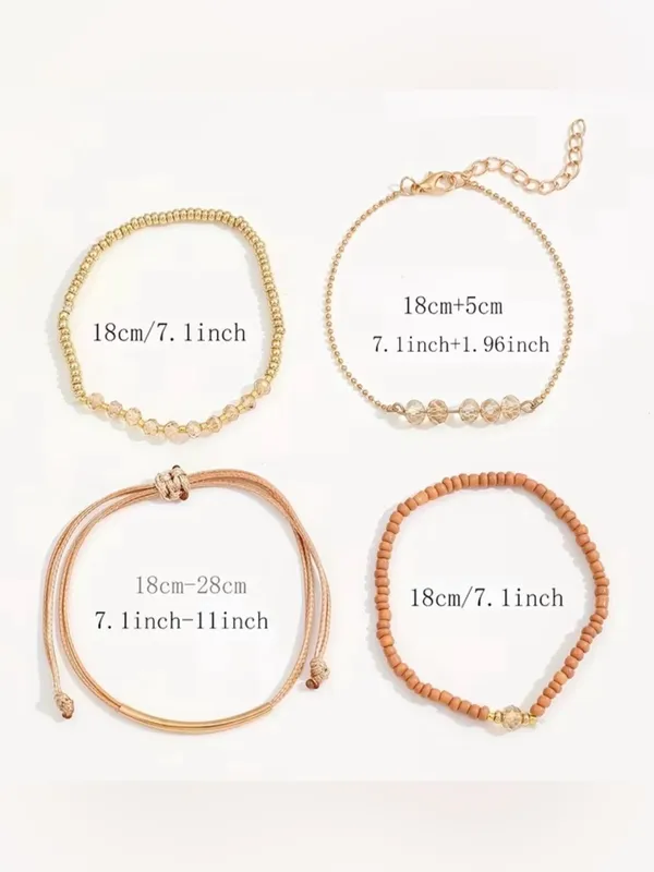 4Pcs Glass Wayerproof Bracelets Tan - Image 3