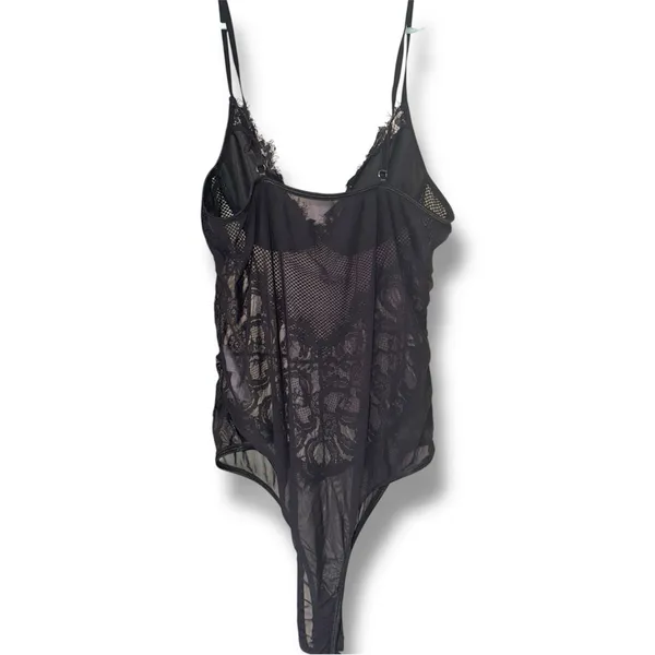 NWOT Black Lace & Mesh Lingerie Bodysuit w/Adjustable Straps – Sexy&Elegant XL - Image 4