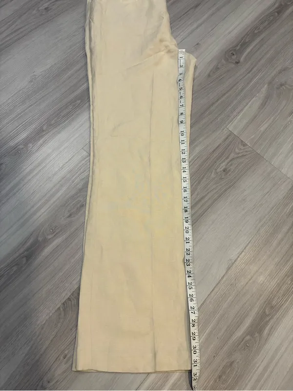 55% linen Calvin Klein Light Beige High-Waist‎ Trousers - Image 9