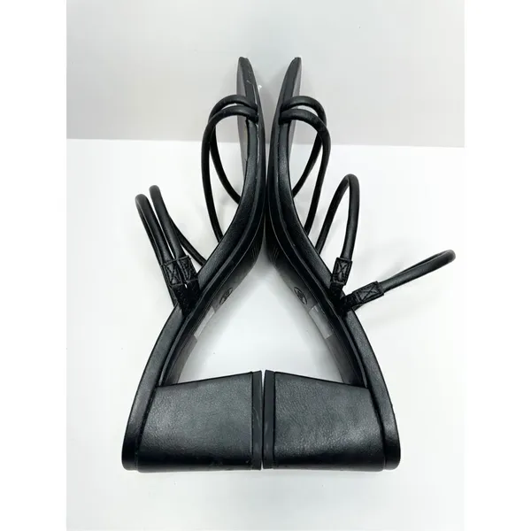 A new day‎ Sandals Strappy Black Block Heel Size 9.5 Square Toe - Image 5
