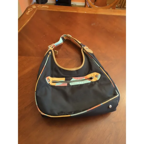 Kipling Delano Clutch Bag Black Orange Shoulder Bag - Image 3