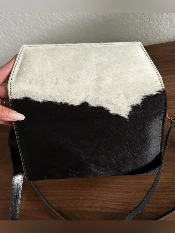 Cowhide Wallet Clutch with Crossbody Strap - Image 9