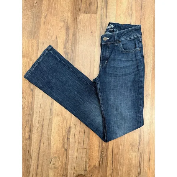 Wrangler Boot Cut Jeans Women's Size 5x34 Dark Wash Stretch Mid Rise Denim - Image 2