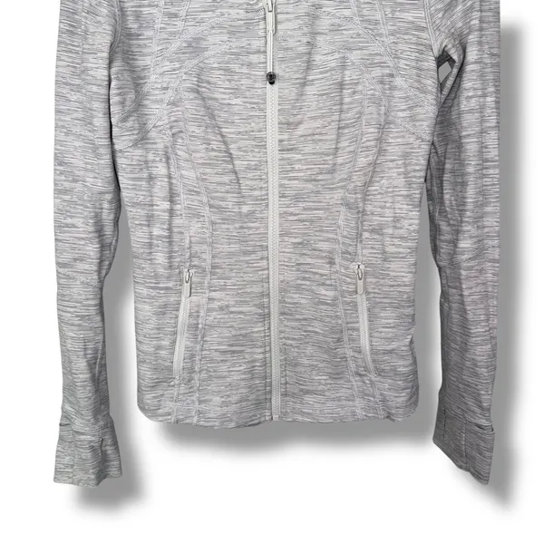 Lululemon Define Jacket‎ Size 6 White Gray Space Dye Athletic Full Zip - Image 3