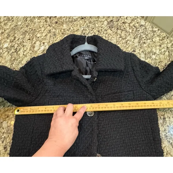 Laundry by Shelli Segal Chunky Knit Black Boucle Coat Size XS Collared - Image 10