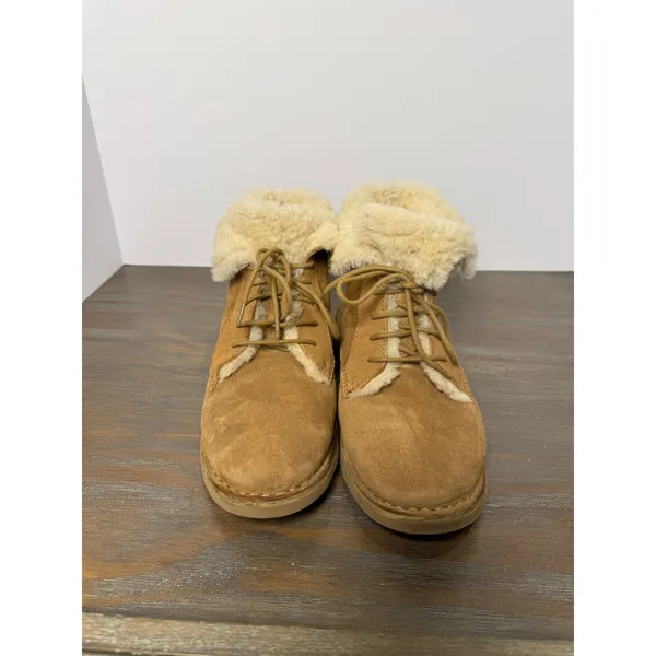 UGG Quincy Chestnut Suede Lace Up Shearling Boots Cozy Winter‎ Casual 8 - Image 6