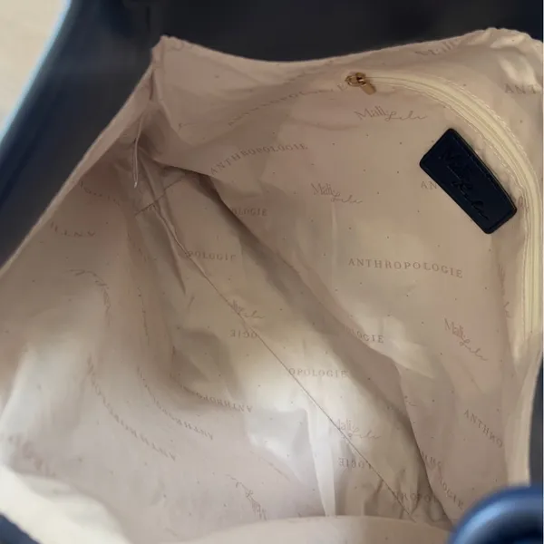 Anthropologie Mali + Lili Knotted Faux-Suede Tote Bag - Navy Blue - NWT - Image 6