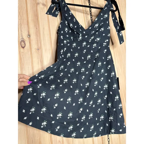 NWT Lulus Gabriella Navy Floral Tie-Strap Mini Dress V-Neck Resort Beachy Size S - Image 5