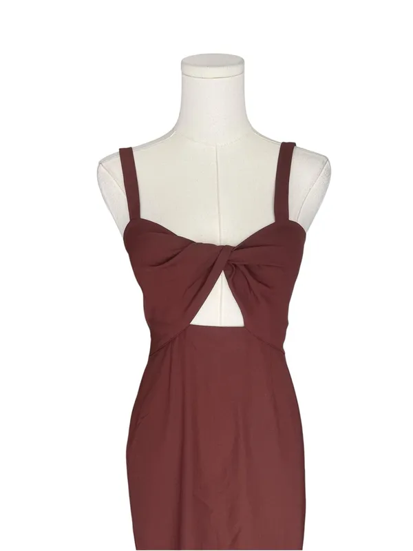 BHLDN - Brown Twist Front Cutout Midi Dress Size 0 - Image 3