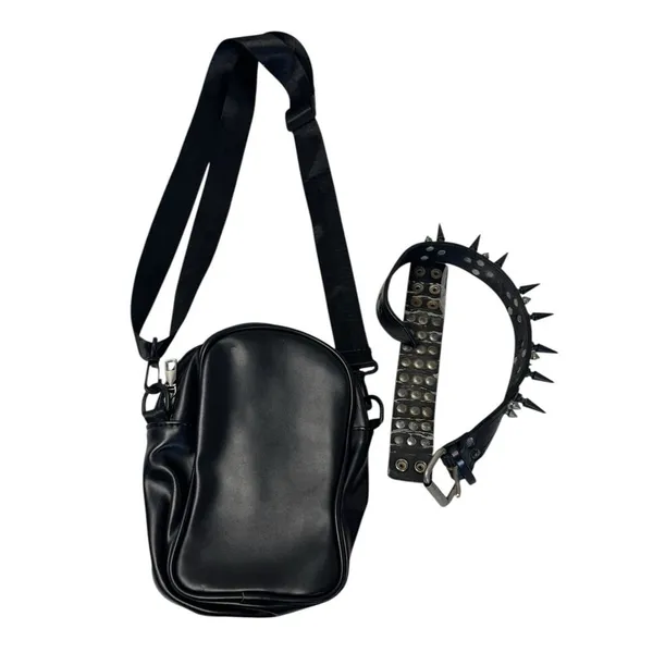 SCREAM Ghost Face Crossbody Purse Spiked Choker Bracelet Goth Rave Punk Cosplay - Image 4